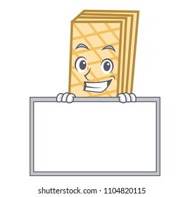 Grinning with board waffle character cartoon style