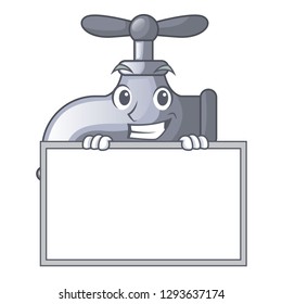 Grinning with board water tap in shape of mascot