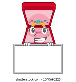 Grinning with board wedding ring box in cartoon shape