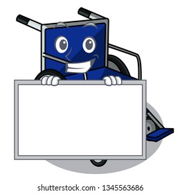 Grinning with board wheelchair isolated with in the cartoon