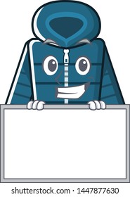 Grinning with board winter coat in the character shape