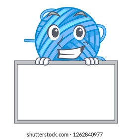 Grinning with board wool ball in a shape cartoon
