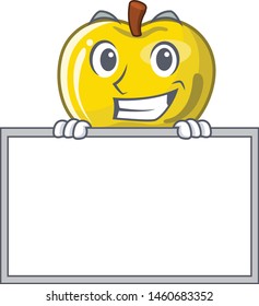 Grinning with board yellow apple the slices cartoon shape
