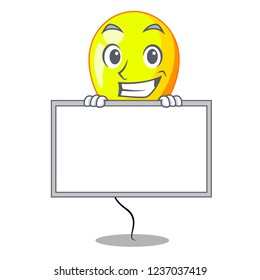 Grinning with board yellow balloon cartoon in shape illustration