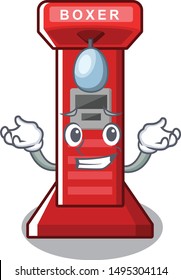 Grinning boxing game machine on the cartoon