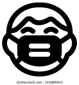 Grinning boy with a face mask isolated on a white background