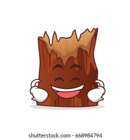 Grinning broken tree cartoon character vector illustration