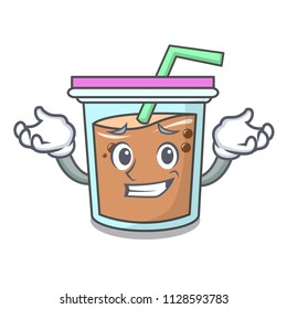 Grinning bubble tea character cartoon