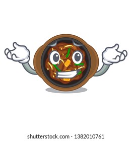 Grinning bulgogi in a the bowl cartoon