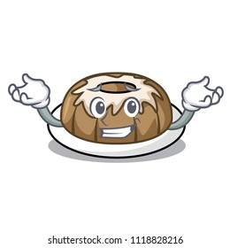 Grinning bundt cake character cartoon