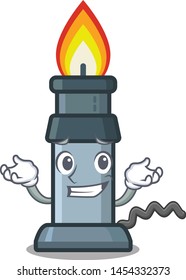 Grinning bunsen burner in the mascot shape
