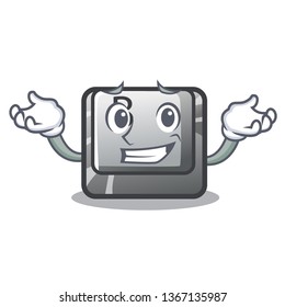 Grinning button B isolated with the cartoon