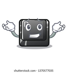 Grinning button D isolated in the cartoon