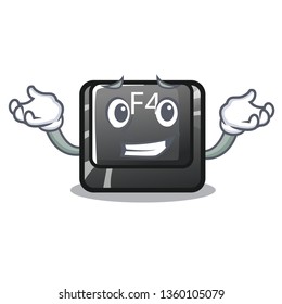 Grinning button f4 isolated with the character