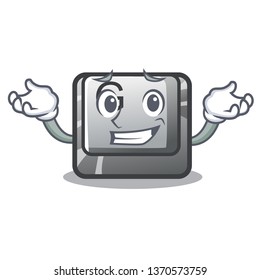 Grinning button G on a game cartoon