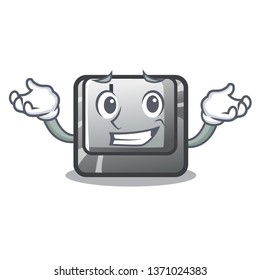 Grinning button J isolated in the cartoon