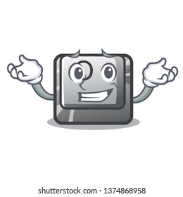 Grinning button O on a game character