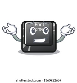 Grinning button print screen in shape mascot