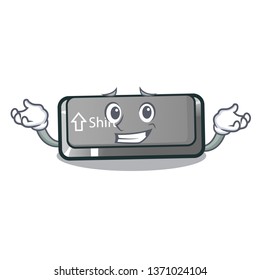 Grinning button shift on a keyboard mascot