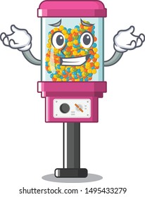 Grinning candy vending machine in a cartoon