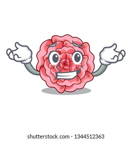 Grinning carnations stick to the cartoon stem