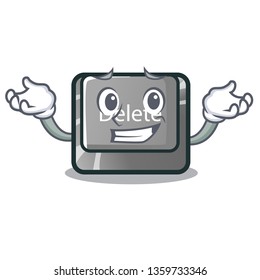 Grinning cartoon delete button located on keyboard