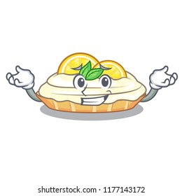 Grinning cartoon lemon cake with lemon slice