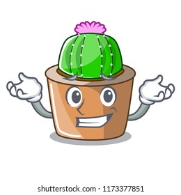 Grinning cartoon star cactus plants at cactus farm