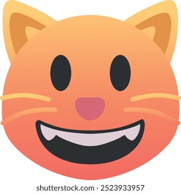 Grinsende Katze Emoji Symbol. Trendige Farben, beliebtes Element, das eine spielerische Katze darstellt, die oft in den sozialen Medien verwendet wird. Emoticon, isoliertes Element.