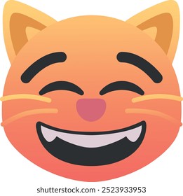 Grinsende Katze mit lächelnden Augen Emoji-Symbol. Trendfarben, beliebtes Element, das Freude und Verspieltheit symbolisiert und häufig in den sozialen Medien verwendet wird. Emoticon, isoliertes Element.