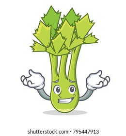 Grinning celery character cartoon style