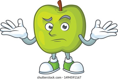 Grinning character granny smith green apple with mascot