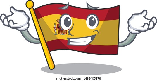 Grinning character spain flag is stored cartoon drawer