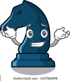 Grinning chess knight next to cartoon table