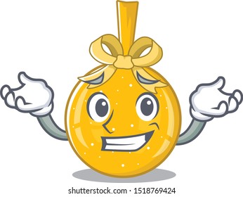 Grinning christmas ball gold shape the cartoon