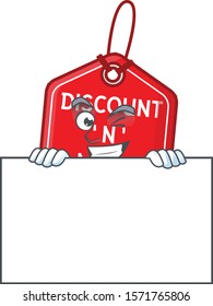 Grinning christmas discount tag cartoon character style hides behind a board