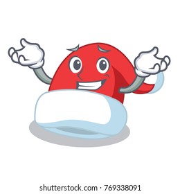Grinning Christmas hat character cartoon