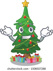 Grinning christmas tree isolated with the mascot