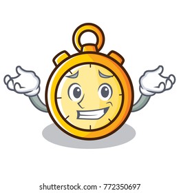 Grinning chronometer character cartoon style