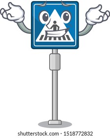 Grinning crosswalk sign isolated in the cartoon