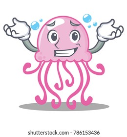 Grinning cute jellyfish character cartoon