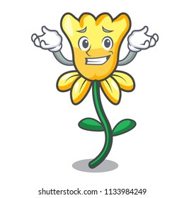 Grinning daffodil flower character cartoon