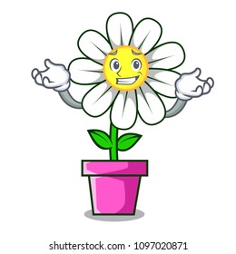 Grinning daisy flower character cartoon