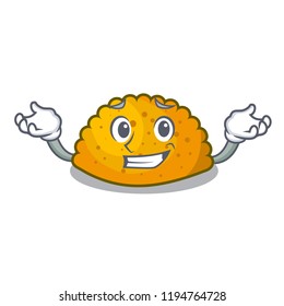 Grinning delicious fried patties on plate cartoon