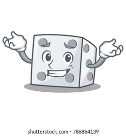 Grinning dice character cartoon style