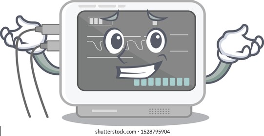 Grinning ecg machine stuck the cartoon wall