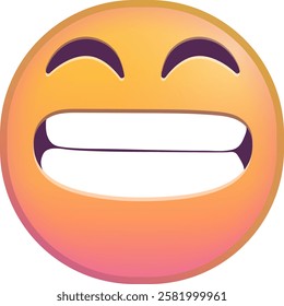 Grinning emoji with closed eyes and big smile on gradient background.