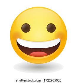 Grinning Emoji Face. Vector art  illustration design. Emoticon expression graphic round. Avatar kawaii style.