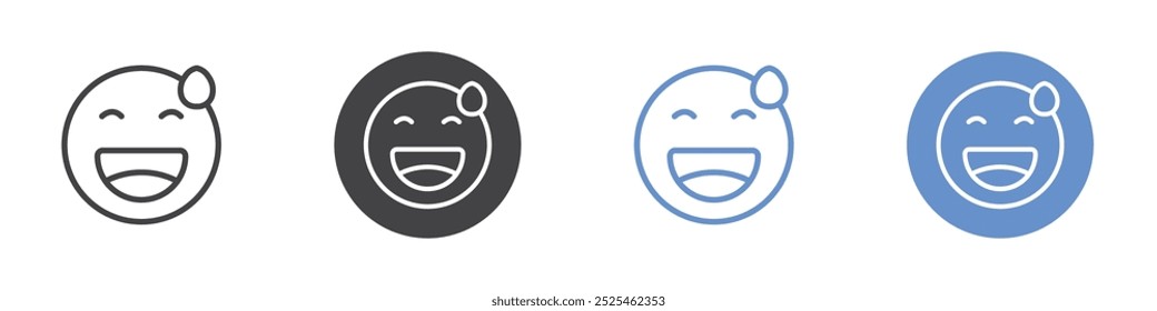 Grinning Emoji Icon Dünne Umrisse Kunstsymbol