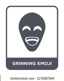 grinning emoji icon vector on white background, grinning emoji trendy filled icons from Emoji collection, grinning emoji simple element illustration